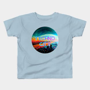 Techno City Disc Circle Design Kids T-Shirt